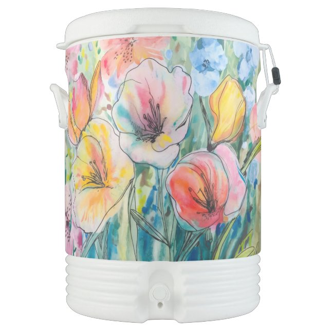 Igloo Beverage Cooler - Abstract Flowers (Front)