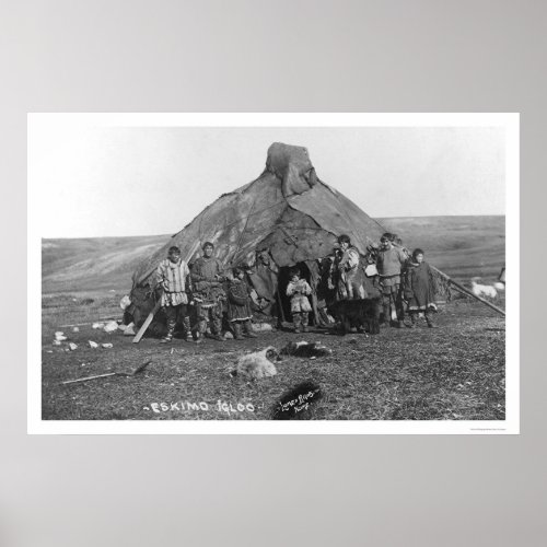 Igloo  Eskimo Family 1906 Poster