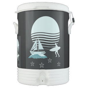 Igloo half gallon with Surfer And Sun Light blue Beverage Cooler