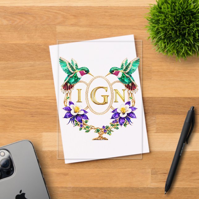 IGN Hummingbird Any Letters Custom Wedding Acrylic Invitations (Insitu (Invitation Card))
