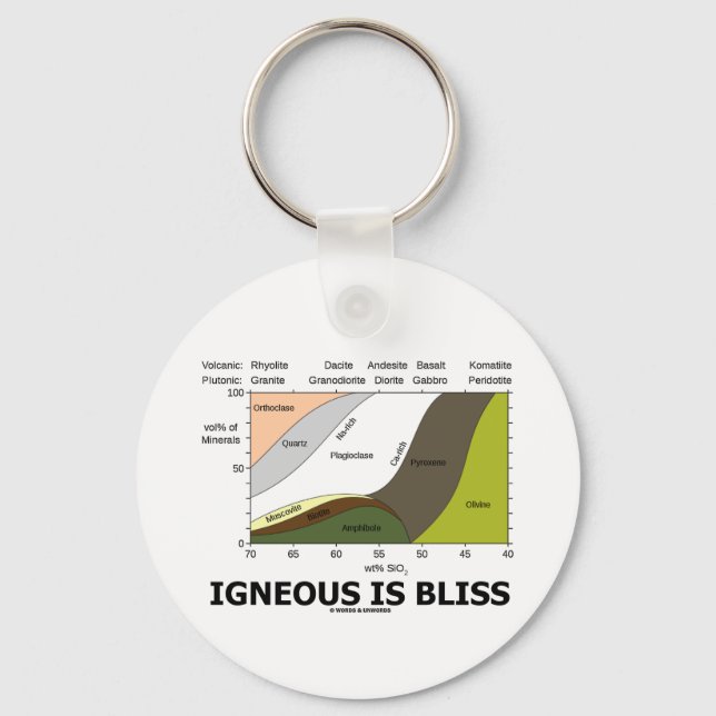 Igneous Is Bliss (Geology Ignorance Is Bliss) Keychain (Front)