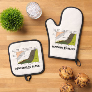 Igneous Is Bliss Silica Content Geology Humor Oven Mitt & Pot Holder Set