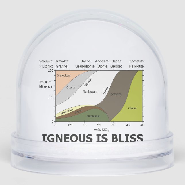 Igneous Is Bliss Silica Content Geology Humor Snow Globe (Front)