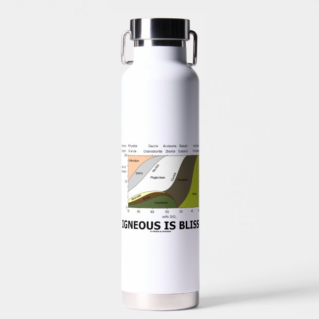 Igneous Is Bliss Silica Content Geology Humor Water Bottle (Front)