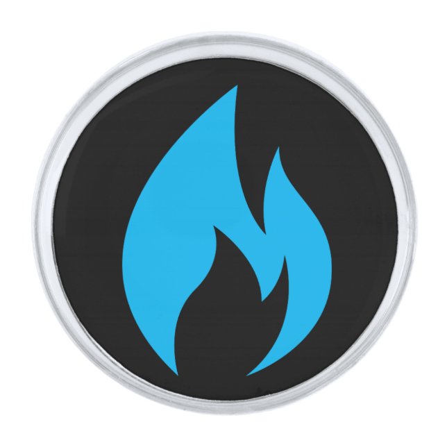 Ignite Blue Flame Silver Finish Lapel Pin (Front)