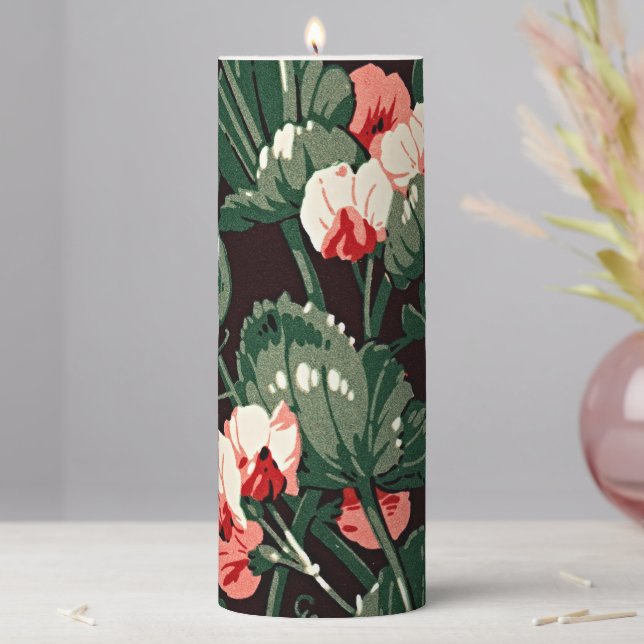 Ignite Nostalgia with our Antique Floral Pattern Pillar Candle (In Situ)