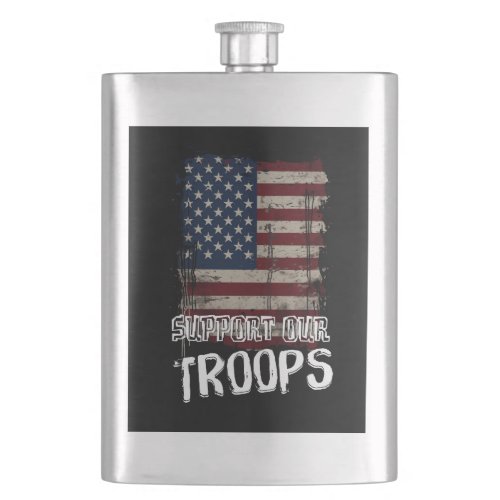 Ignite Your Patriotism Support Our Troops_ July 4 Flask