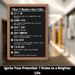 Ignite Your Potential: 7 Rules to a Brighter Life Award Plaque<br><div class="desc">Discover DAILY MOTIVATION to power through life with our "7 Rules of Life" Motivational Poster! This elegant and inspiring piece is designed to help you achieve more in all areas of life, whether it’s at school, work, in the classroom, or at the gym. Our SIMPLE & STYLISH design features a...</div>