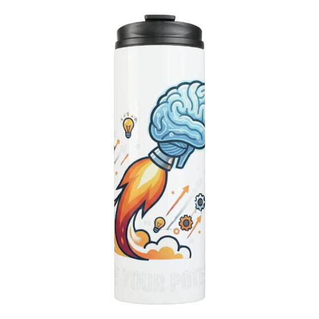 Ignite Your Potential Rocket Brain Motivational Gr Thermal Tumbler (Front)