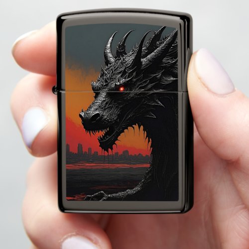 Ignite Your Style Dragon Cityscape Zippo Lighter