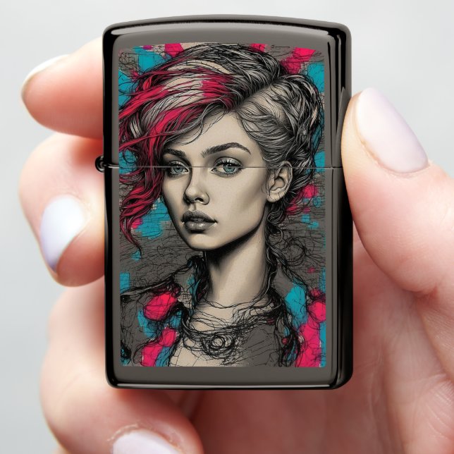 Ignite Your Style with Retro Art Girl Zippo Lighter (In Hand)
