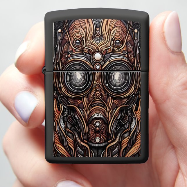 Igniting Souls: Outer Space Mans Face Zippo Lighter (In Hand)