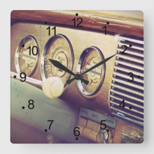 Ignition Classic Vintage Car Interior Square Wall Clock