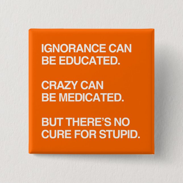IGNORANCE CAN BE EDUCATED PINBACK BUTTON (Front)