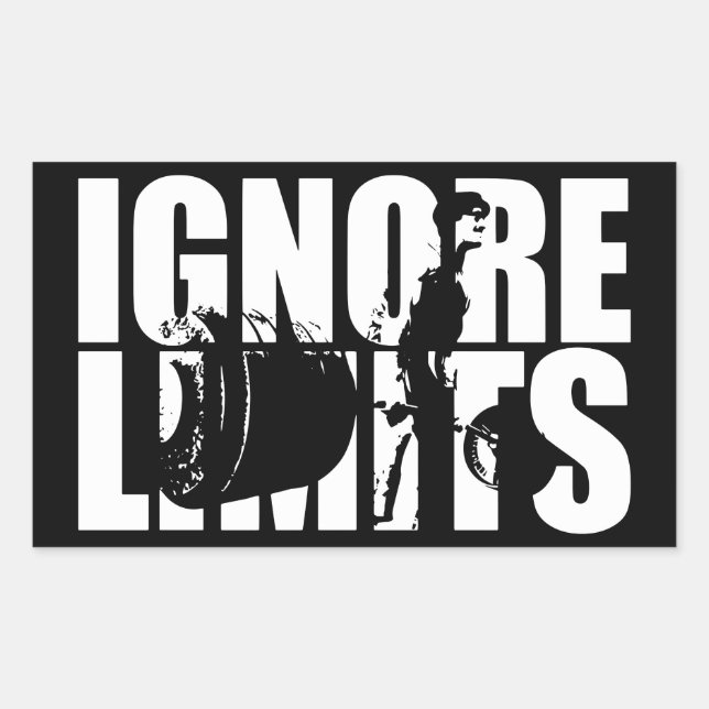 IGNORE LIMITS - Deadlift Workout Motivational Rectangular Sticker (Front)