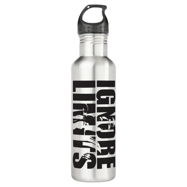 IGNORE LIMITS - Deadlift - Workout Motivational Water Bottle (Front)