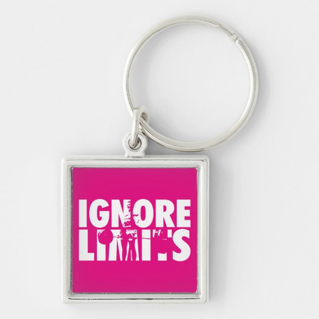 IGNORE LIMITS - Women's Weightlifting Motivational Keychain (Front)