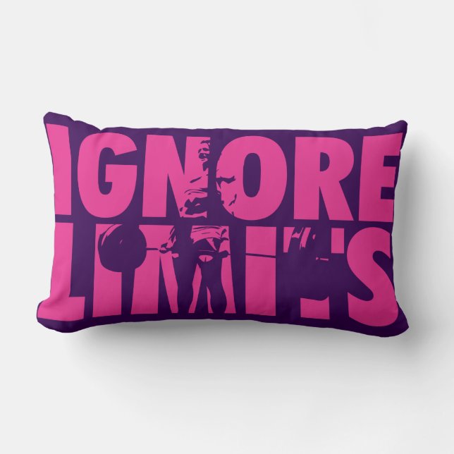 IGNORE LIMITS - Women's Weightlifting Motivational Lumbar Pillow (Front)