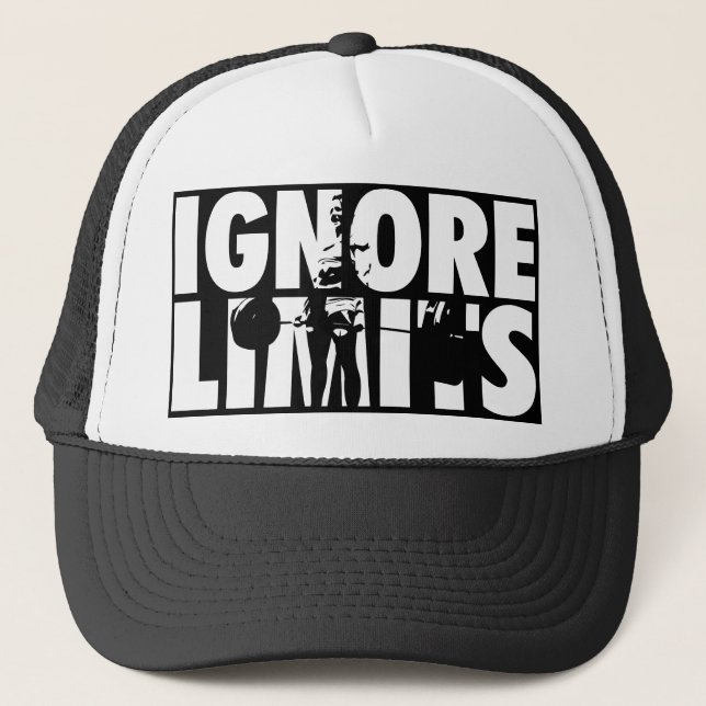 IGNORE LIMITS - Women's Weightlifting Motivational Trucker Hat (Front)