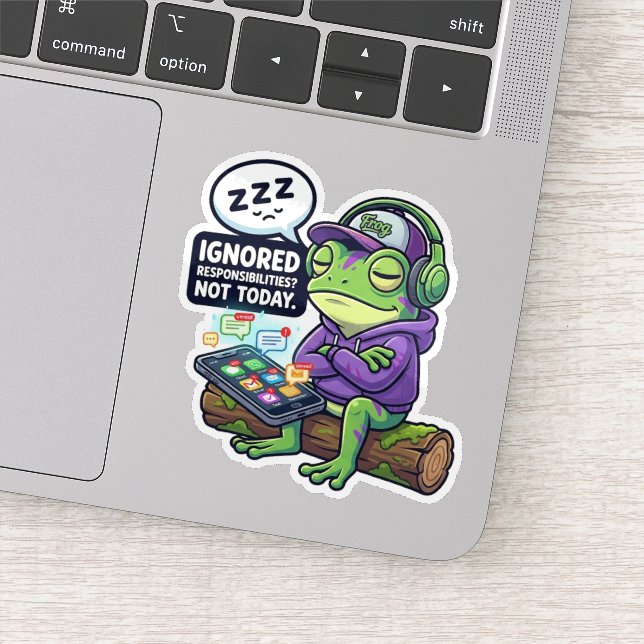 Ignoring Responsibilities Frog Sticker (Detail)