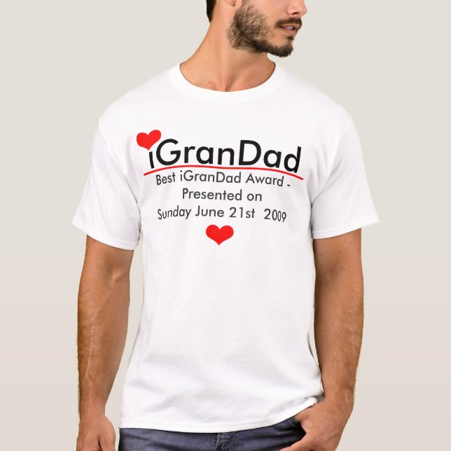 iGranDad - Customized With Red Hearts and Line T-Shirt (Front)