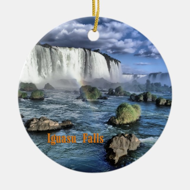 Iguacu falls Brazil Ceramic Ornament (Front)