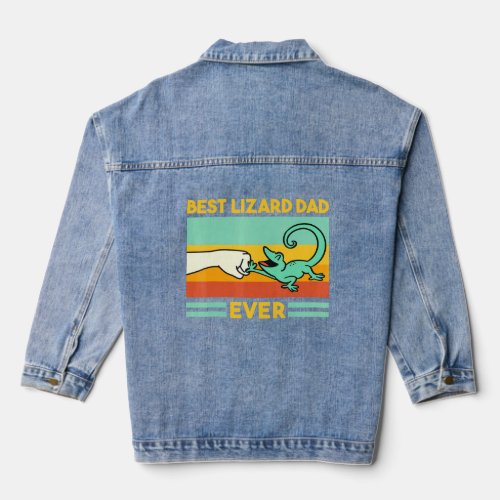 Iguana Best Lizard Dad Ever Reptiles T_Shirt Denim Jacket