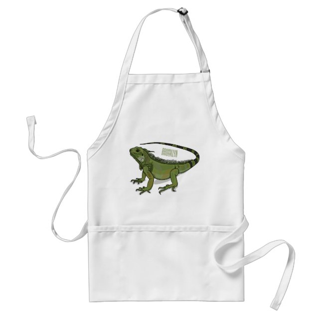 Iguana cartoon illustration   adult apron (Front)