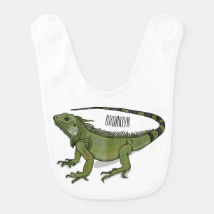Iguana cartoon illustration baby bib