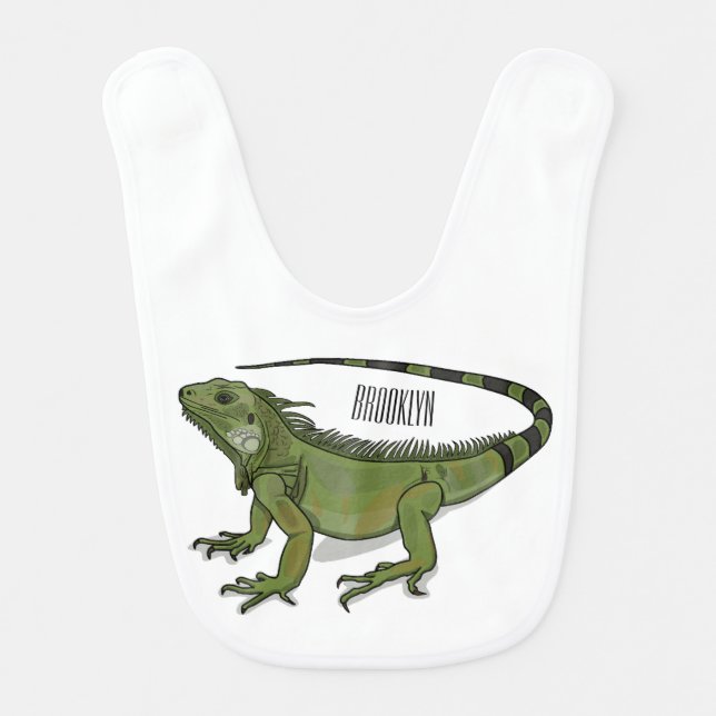 Iguana cartoon illustration  baby bib (Front)