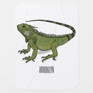 Iguana cartoon illustration baby blanket