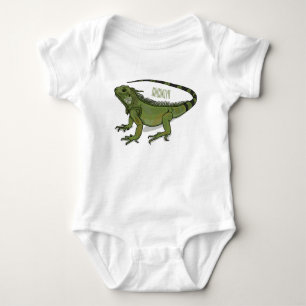 Iguana cartoon illustration   baby bodysuit