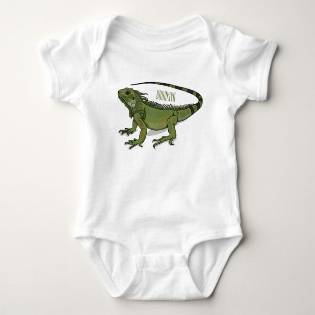 Iguana cartoon illustration   baby bodysuit (Front)