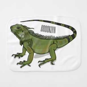 Iguana cartoon illustration baby burp cloth