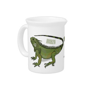Iguana cartoon illustration beverage pitcher