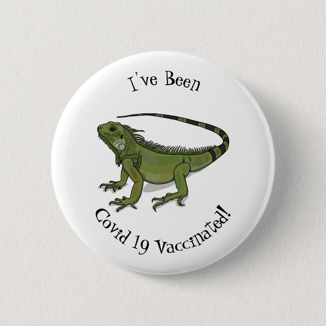 Iguana cartoon illustration button (Front)