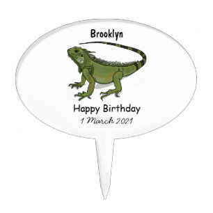 Iguana cartoon illustration cake topper