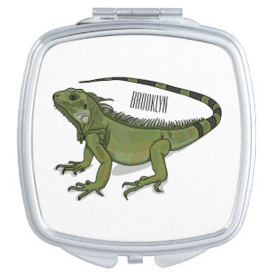 Iguana cartoon illustration  compact mirror