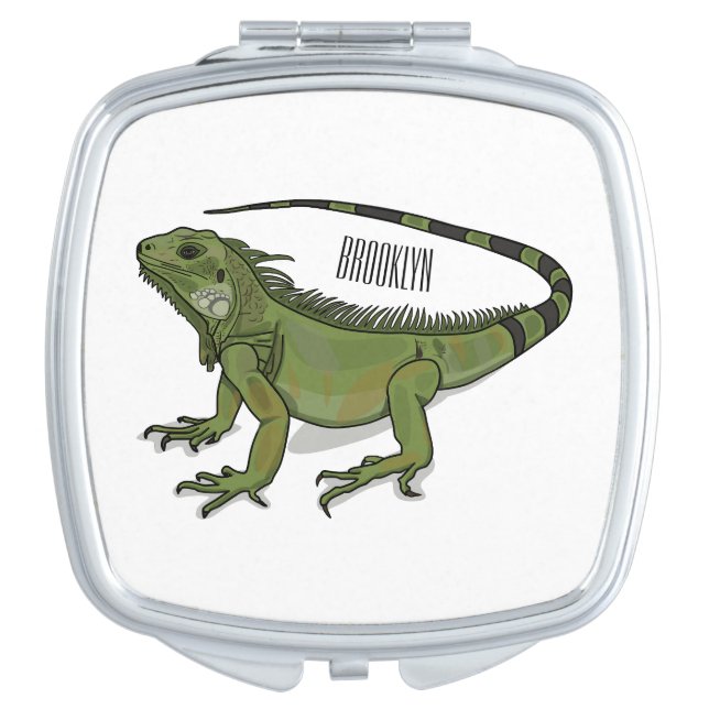 Iguana cartoon illustration  compact mirror (Front)