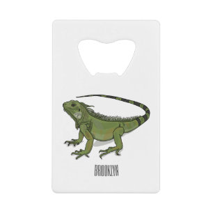 Iguana cartoon illustration credit card bottle opener