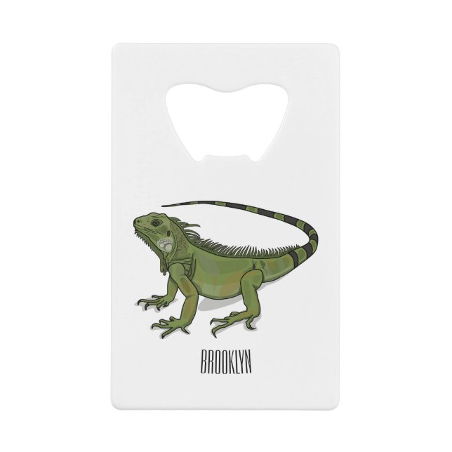 Iguana cartoon illustration credit card bottle opener (Front)