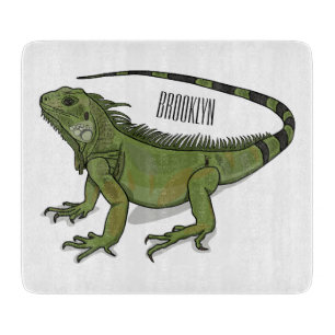 Iguana cartoon illustration cutting board