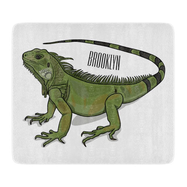 Iguana cartoon illustration cutting board (Front)