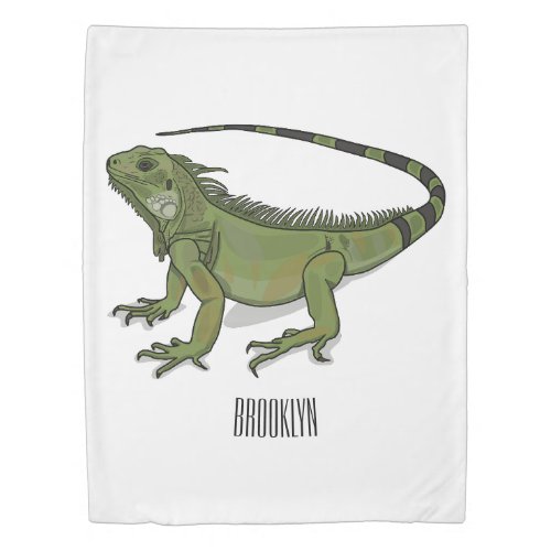 Iguana cartoon illustration  duvet cover