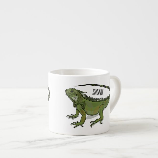 Iguana cartoon illustration  espresso cup (Front Right)