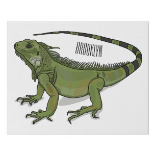 Iguana cartoon illustration  faux canvas print