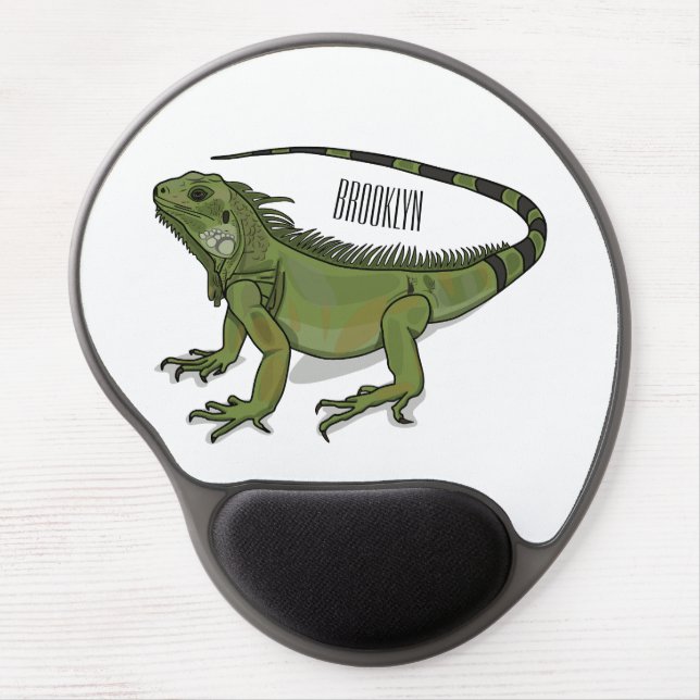 Iguana cartoon illustration  gel mouse pad (Front)