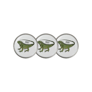 Iguana cartoon illustration golf ball marker