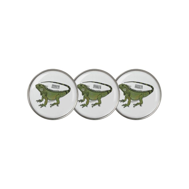 Iguana cartoon illustration  golf ball marker (3 Up)