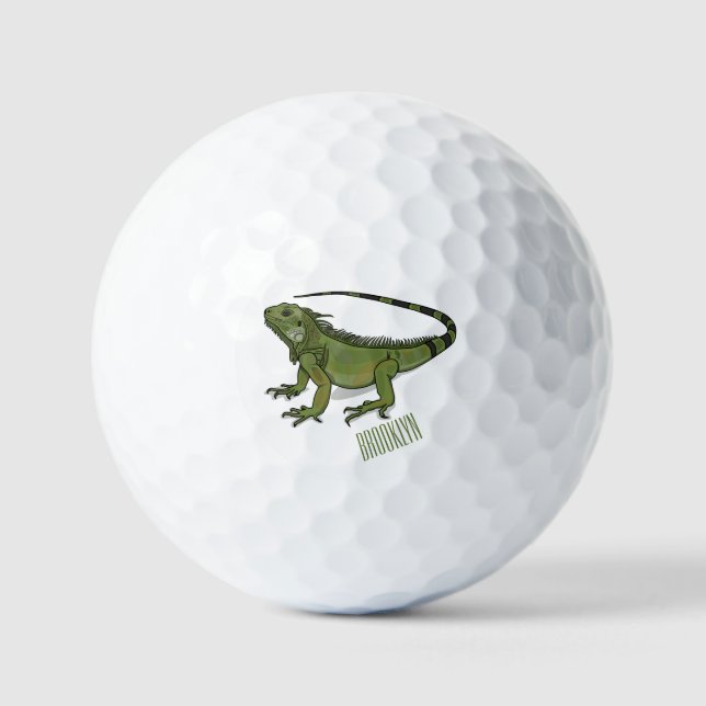Iguana cartoon illustration  golf balls (Front)
